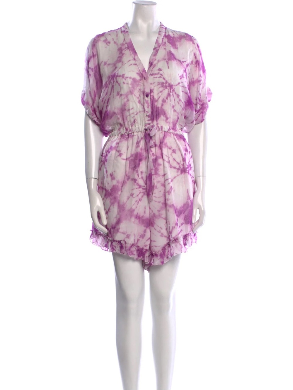 Rococo Sand Pink Tie-Dye Chiffon Romper